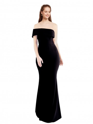 Asymmetrical Draped Off the Shoulder Banded Crepe Formal Dress