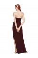 Twisted Strapless Keyhole Long Crepe Formal Dress with Slit