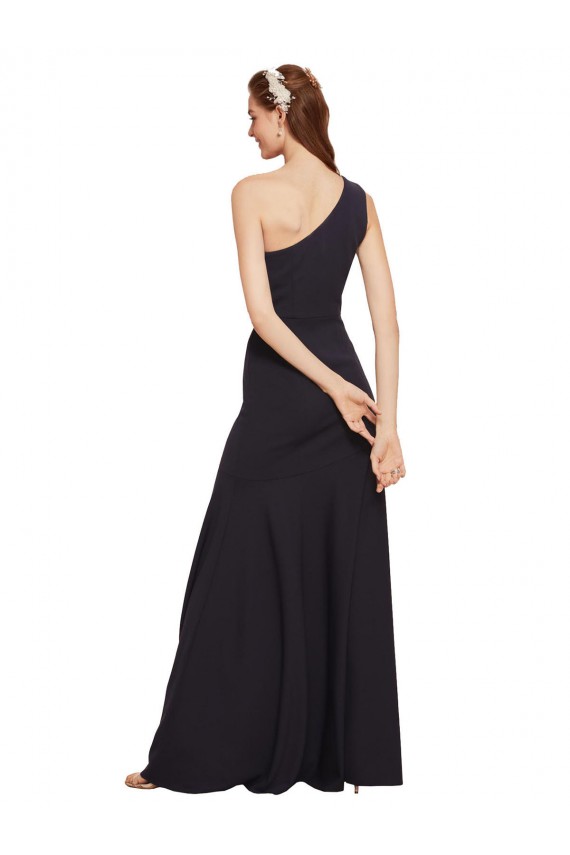 Fit and Flare Crepe Formal Dress with One Shoulder