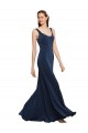 Fit and Flare Long Crepe Formal Dress with Round Neck