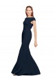 Fit and Flare Long Crepe Formal Dress with Tie Open Back
