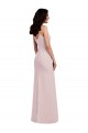 Spaghetti Strap V Back Crepe Formal Dress with Front Slit
