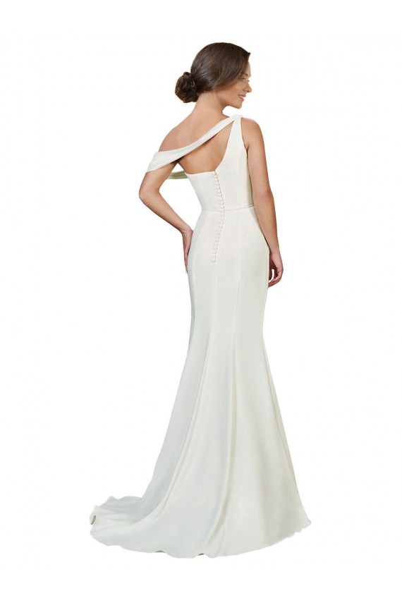 One Shoulder Crepe Formal Dress with Draped Off the Shoulder Strap