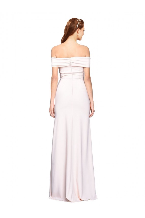 Criss Cross Off the Shoulder Crepe Formal Dress with Side Slit