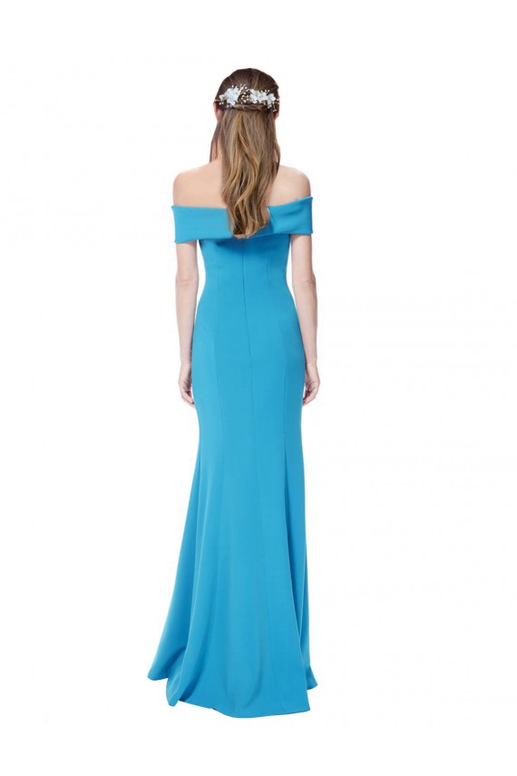 Off the Shoulder Crepe Formal Dress with Fitted Silhouette