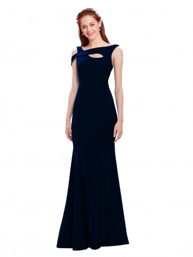 Sleeveless Crepe Mermaid Formal Dress with Side Slit
