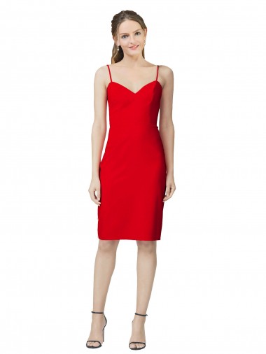 Sleeveless Cocktail Length Sweetheart Neckline Crepe Formal Dress