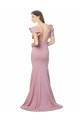 Flutter Sleeves Low V-Back High Round Neck Crepe Formal Dress