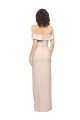 Off the Shoulder Long Crepe Formal Dress with Waist Tie and Slit