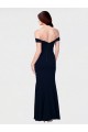 Mermaid Off the Shoulder Long Crepe Formal Dress with Low Back