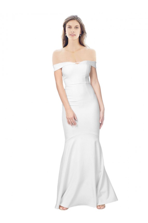 Mermaid Off the Shoulder Long Crepe Formal Dress with Low Back