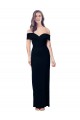 Off the Shoulder Long Full Length Crepe Formal Dress with Side Split