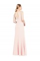 Slim A-Line V-Neck Long Stretch Crepe Formal Dress with V-Back