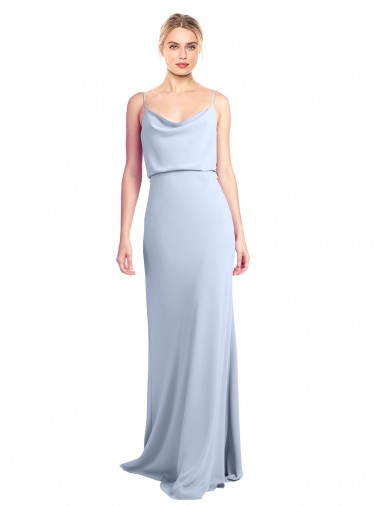 Feminine Cowl Neck Slim Floor Length Stretch Crepe Formal Dress