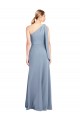 Draped Flutter Sleeves One Shoulder Stretch Crepe Formal Dress