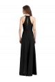 Sleek Halter V-Neck Long A-Line Stretch Crepe Formal Dress with Front Slit