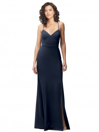 Sweetheart Fit and Flare Stretch Crepe Formal Dress with Side Slit and Strappy Back