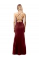 Fit and Flare Halter Neckline Stretch Crepe Formal Dress with Strappy Back