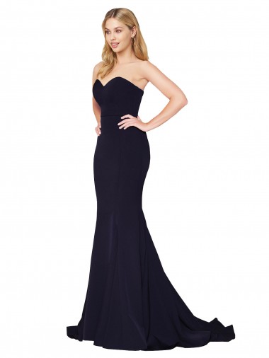 Sweetheart High Neck Sweep Train Sleeveless Crepe Formal Dress