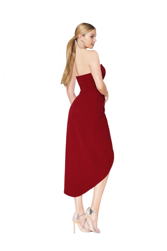 Cocktail Length Sweetheart Mermaid Wrap Crepe Formal Dress