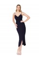 High Neck Spaghetti Straps Crepe Short Wrap Cocktail Formal Dress