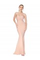 Sweetheart Shirred Neck Long Floor Length Crepe Formal Dress