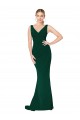 V-Neck Floor Length Long Crepe Mermaid Formal Dress