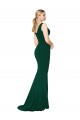 V-Neck Floor Length Long Crepe Mermaid Formal Dress