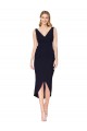 Short Knee Length V-Neck Crepe Cocktail Wrap Cocktail Formal Dress