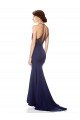 High Neck Fishtail Crepe Formal Dress with Open Back Detail