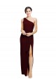One Shoulder Sheath Crepe Formal Dress with High Side Split