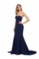 Fit and Flare Sweetheart Long Crepe Formal Dress with Sweep Train