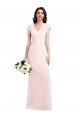 Cap Sleeve A-Line Crepe Formal Dress with Pockets