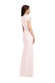 Cap Sleeve A-Line Crepe Formal Dress with Pockets