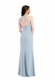 Open Back Halter Maxi Crepe Formal Dress with Draped Bow
