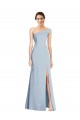 Asymmetrical Off the Shoulder Cuff Trumpet Crepe Formal Dress With Front Slit