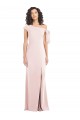 Off the Shoulder Tie Detail Trumpet Crepe Formal Dress with Front Slit