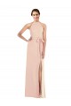 Halter Criss Cross Cutout Back Maxi Crepe Formal Dress