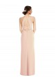 Halter Criss Cross Cutout Back Maxi Crepe Formal Dress