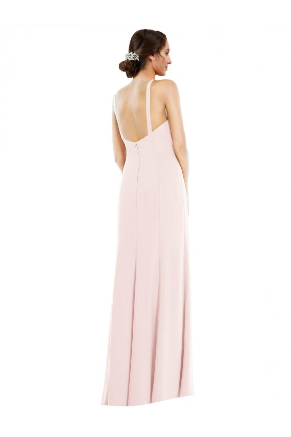 Criss Cross Halter Princess Line Trumpet Crepe Formal Dress