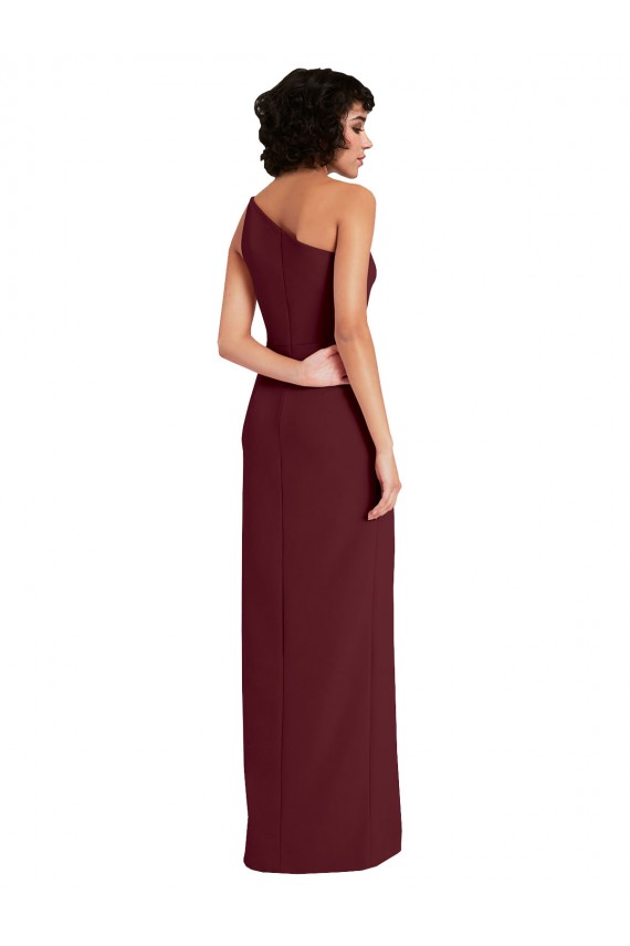 Sleek One Shoulder Long Crepe Formal Dress with Daring Slit