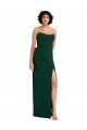 Scooped Strapless Neckline Crepe Formal Dress with Side Slit