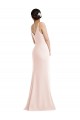 Skinny Strap Deep V-Neck Trumpet Crepe Formal Dress with Front Slit