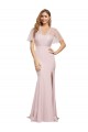 Crepe Long Sweetheart Neckline Formal Dress with Tulle Overlay Shoulders