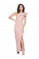 Full Length One Shoulder Crepe Formal Dress with Side Leg Split
