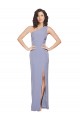 Floor Length One Shoulder Crepe Formal Dress with Pencil Skirt and Side Split