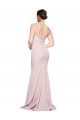 Straight Neck Long Strapless Crepe Formal Dress with Soft Tulle Overlay and Small Train