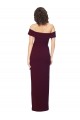 Fitted Full Length Off the Shoulder Crepe Formal Dress with Side Split and Waist Tie