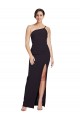 Long Floor Length Crepe Formal Dress with Side Split and One Strap
