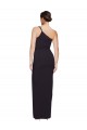Long Floor Length Crepe Formal Dress with Side Split and One Strap